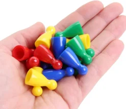 16 pions joueurs 24 x 12 mm en plastique pour jeux - mini quilles multicolores