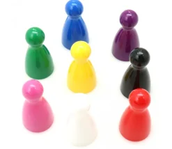 8 pions joueurs plastiques pour jeux 24 x 12 mm - mini quilles multicolores