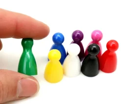 8 pions joueurs plastiques pour jeux 24 x 12 mm - mini quilles multicolores