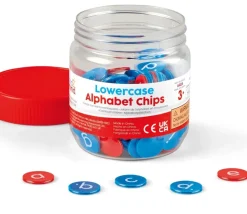 156 pions lettres alphabet - Ø 2 cm (aimantables) en minuscule