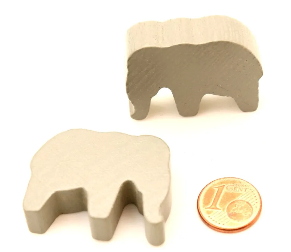 6 Pions éléphants colorés en bois 37 x 28 x 10 mm