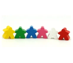 6 Pions meeples carcassone en bois multicolores 16x16x10 mm