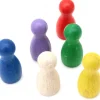 6 Pions Moyens 30 x 15 mm colorés en bois pour jeux
