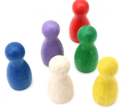 6 Pions Moyens 30 x 15 mm colorés en bois pour jeux