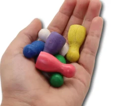 6 Pions Moyens 30 x 15 mm colorés en bois pour jeux