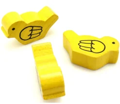 3 Pions oiseaux en bois 25 x 15 x 8 mm décor aile