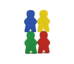 4 Pions personnage en bois bonhomme meeple lot de 4 pions garçons multicolores