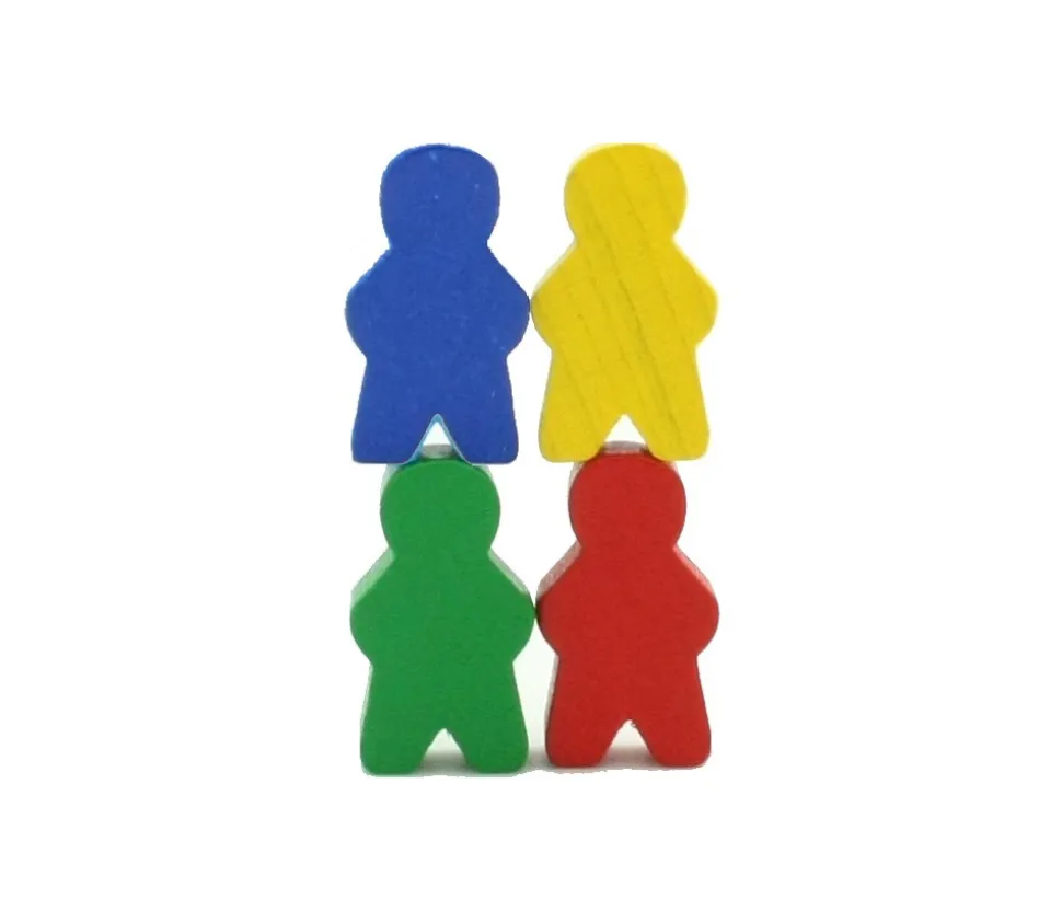 4 Pions personnage en bois bonhomme meeple lot de 4 pions garçons multicolores