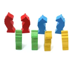 8 pions petits chevaux dada bois 4.5 cm + 2 dés