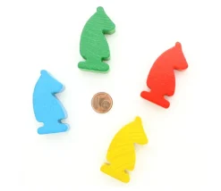 16 pions petits chevaux en bois fabrication française