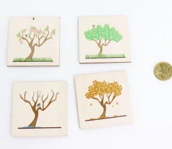 4 plaquettes bois 5 cm : les 4 saisons