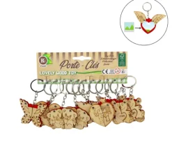 12 Porte-clés animaux bois à peindre avec coeur surprise