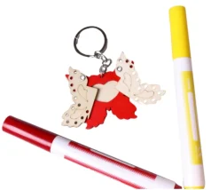 12 Porte-clés animaux bois à peindre avec coeur surprise