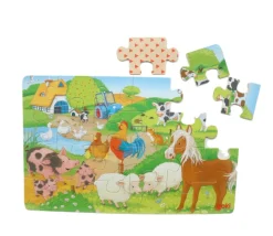 3 puzzles 24 pièces en bois animaux 27 x 17 cm