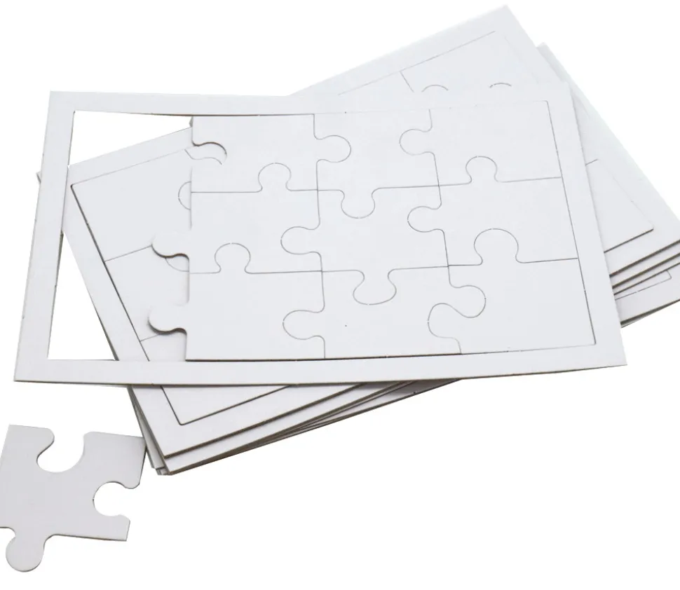 10 Puzzles carton blanc 12 pièces à personnaliser 22 x 14 cm