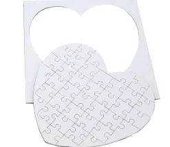10 Puzzles cœur carton blanc 40 pièces à personnaliser 16 x 16 cm