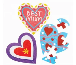 5 Puzzles cœur neutres bois 10 pièces à personnaliser 16 x 16 cm