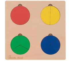 3 Puzzles fractions et portions en bois