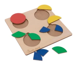 3 Puzzles fractions et portions en bois