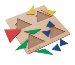 3 Puzzles fractions et portions en bois