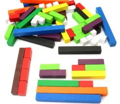 74 réglettes bois cuisenaire 1 à 10 cm - bâtonnets comptage math