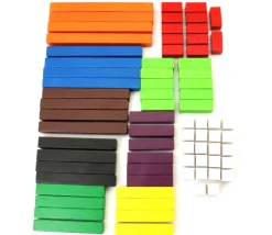 74 réglettes bois cuisenaire 1 à 10 cm - bâtonnets comptage math