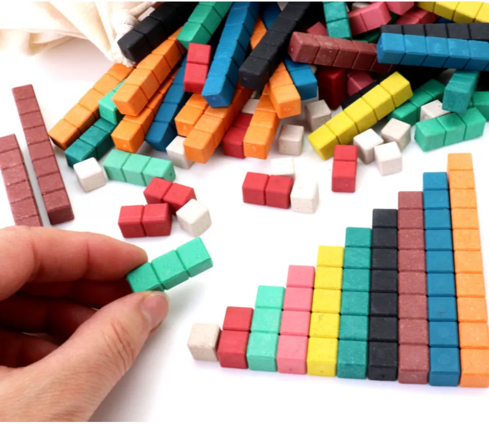 126 réglettes bois cuisenaire avec graduation 1 à 10 - bâtonnets comptage math