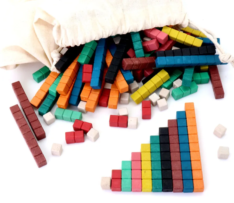 126 réglettes bois cuisenaire avec graduation 1 à 10 - bâtonnets comptage math