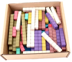 100 réglettes bois Rewood 10 couleurs Montessori 1 à 10 cm avec section unité