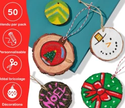 50 Rondelles bois brut avec écorce