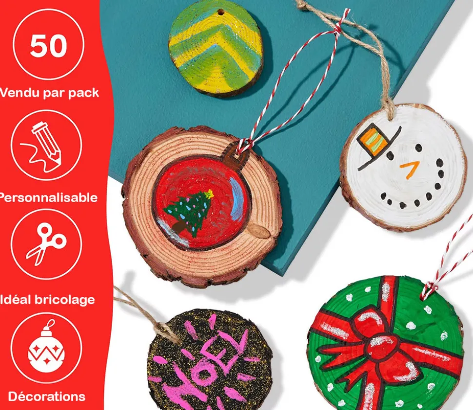 50 Rondelles bois brut avec écorce