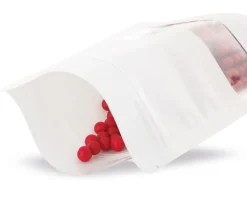 50 sachets kraft blanc zips 85 x 140 mm refermables avec fenêtre