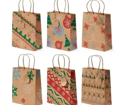 24 Sacs cadeau Noël kraft avec anse à garnir