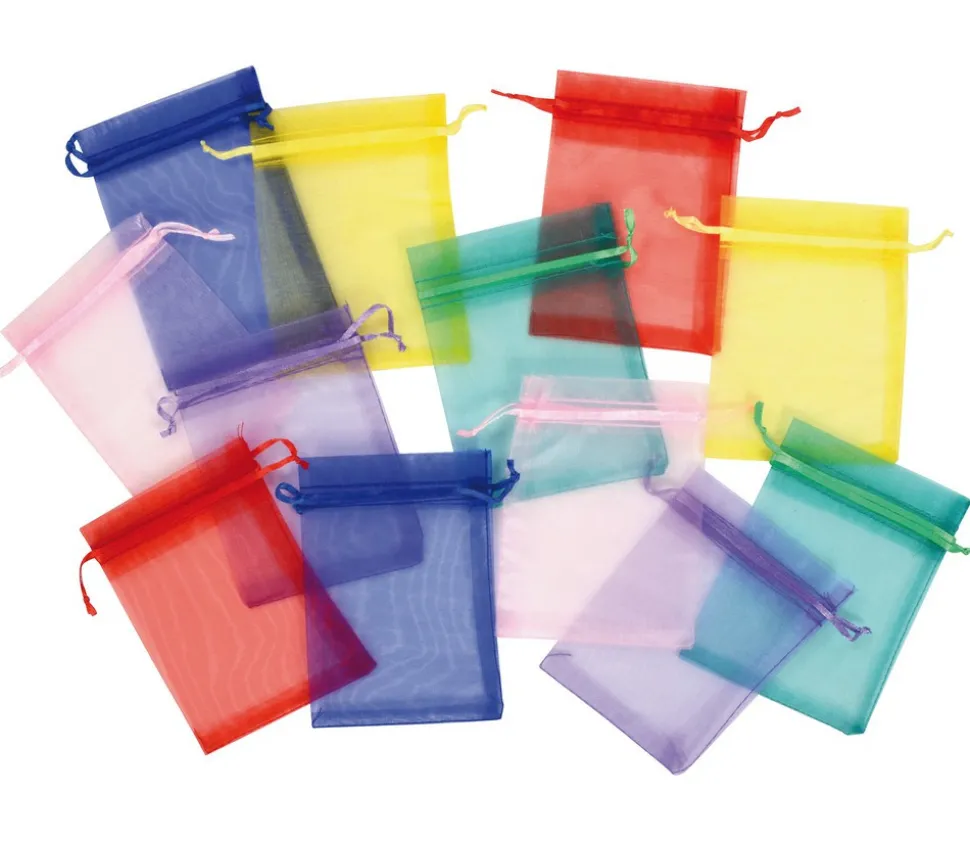 12 Sacs colorés organzine 9 x 12 cm