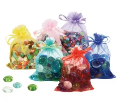 12 Sacs colorés organzine 9 x 12 cm