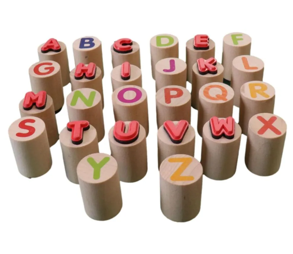 26 Tampons bois lettres alphabet 2 cm
