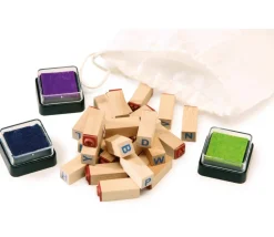 26 Tampons lettres de 1 cm + 3 encreurs