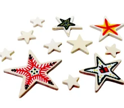 11 étoiles bois plates différentes tailles de 2.3 cm à 7.5 cm neutres