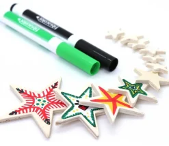 11 étoiles bois plates différentes tailles de 2.3 cm à 7.5 cm neutres