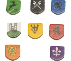 8 Tuiles blasons chevaliers - écussons 15 x 18 mm