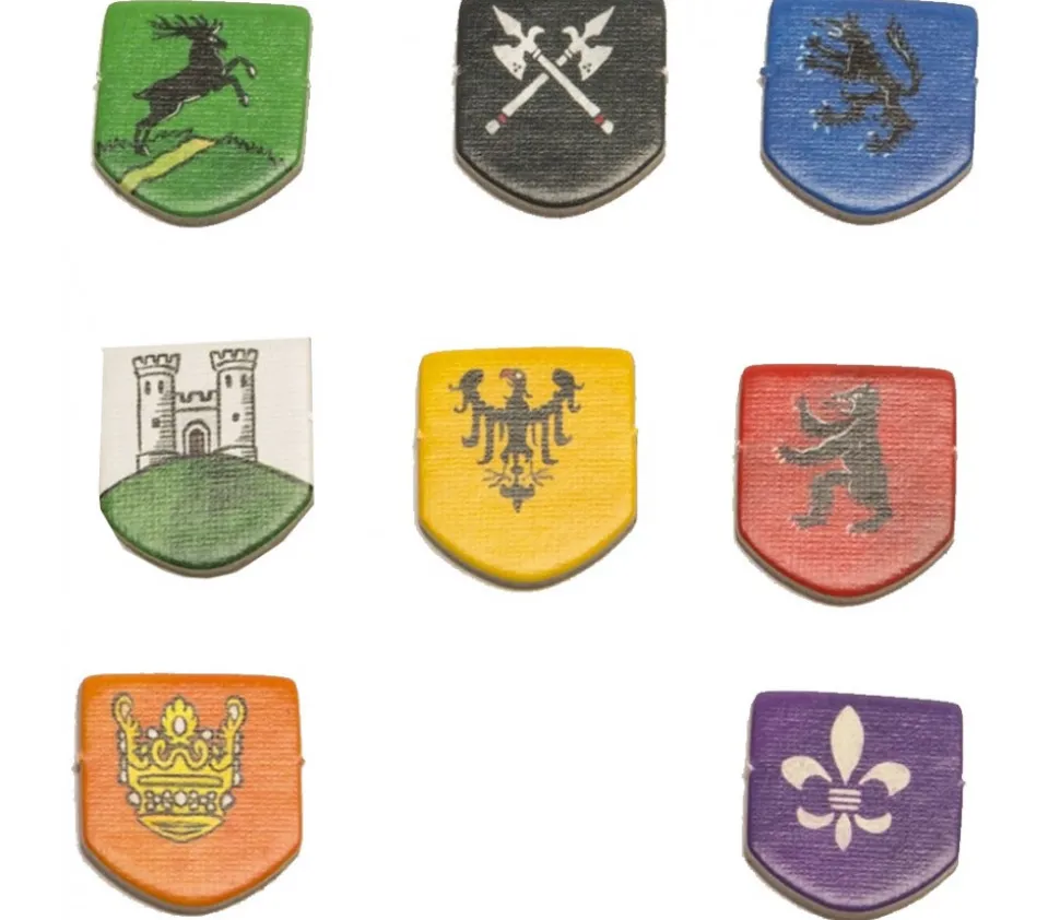 8 Tuiles blasons chevaliers - écussons 15 x 18 mm