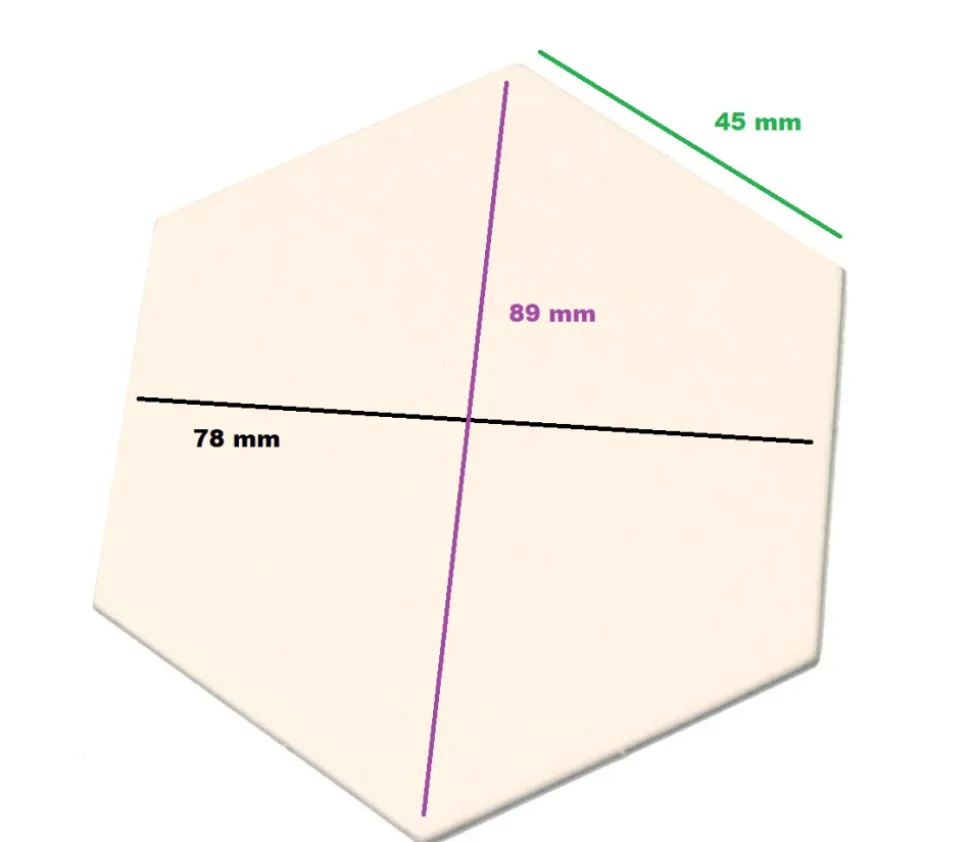 6 Tuiles hexagone jeton épais blanc 88 mm diamètre vierge à personnaliser