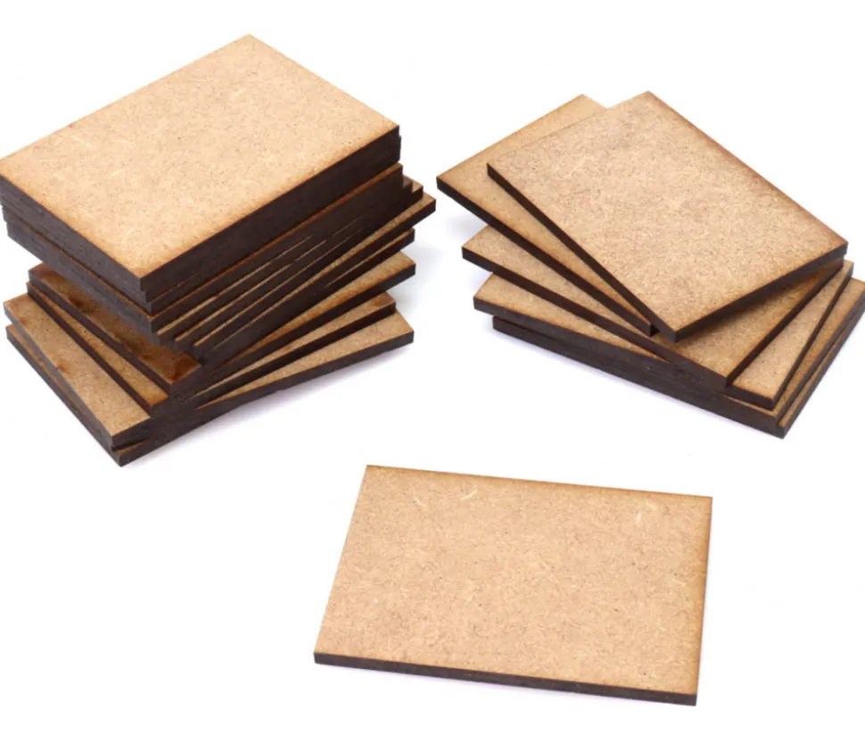 20 tuiles rectangles 6 x 4 cm en bois MDF brut