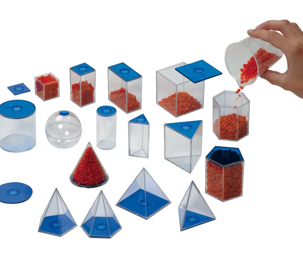 17 volumes géométriques plastique translucide 5.6 cm - Solides à remplir