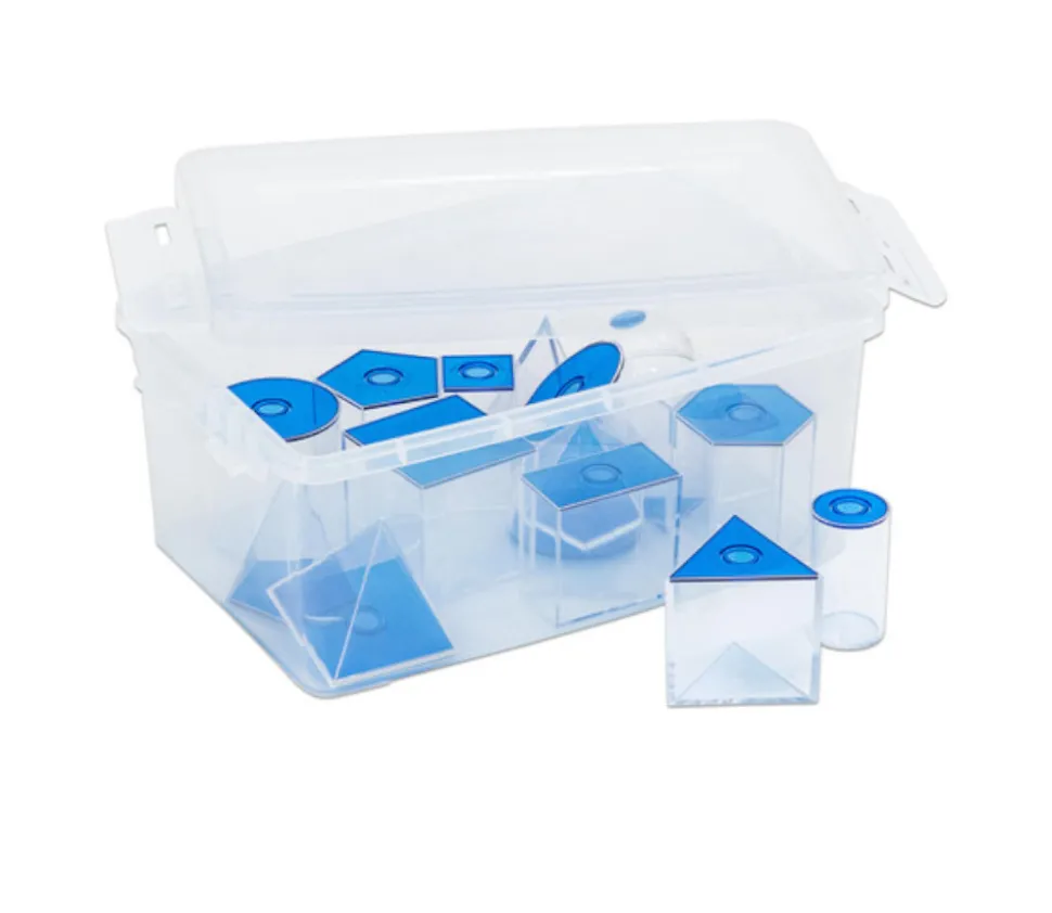 17 volumes géométriques plastique translucide 5.6 cm - Solides à remplir