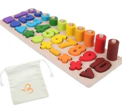 Abaque arc-en-ciel des chiffres et couleurs tout en bois