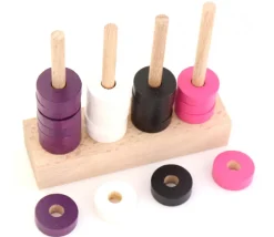 Abaque de tri bois - Socle 4 tiges taille identique sans jetons