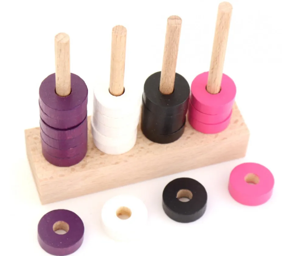 Abaque de tri bois - Socle 4 tiges taille identique sans jetons