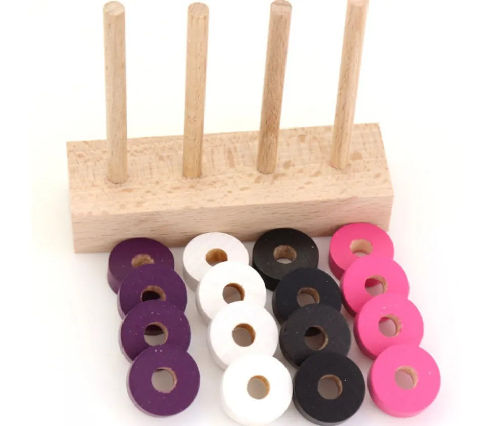 Abaque de tri bois - Socle 4 tiges taille identique sans jetons