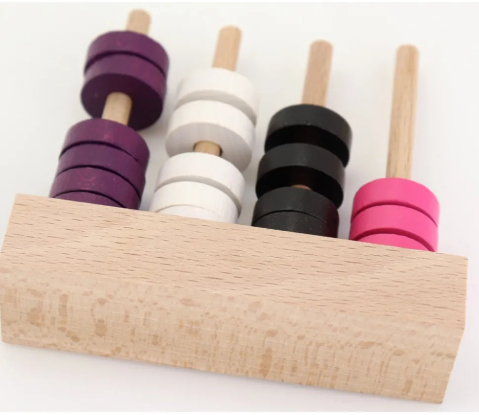 Abaque de tri bois - Socle 4 tiges taille identique sans jetons